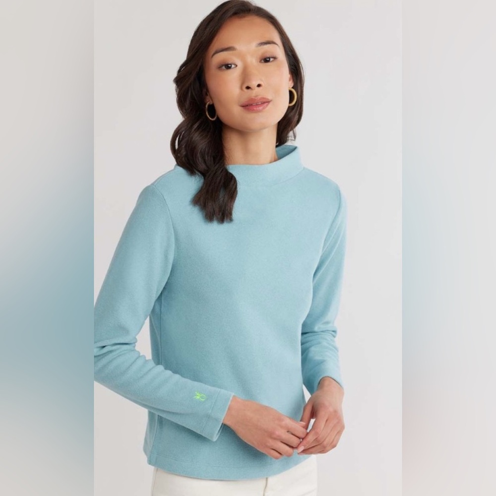 Dudley Stephens Brighton Boatneck Top in Terry Fleece (Nantucket Fog) M (6-8)